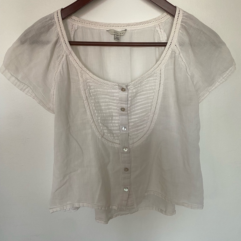 Forever 21 White Button Up Top